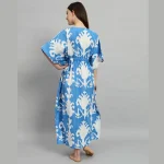 Indian Handmade Blue Floral Print Women Long Kaftans - Image 6