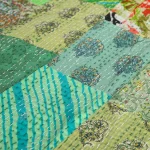 Kantha Quilt Patchwork Bedspread Twin Size Green Gudari - Image 4