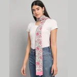 Lightweight And Soft Cotton Scarf Pink Floral Print - Image 2