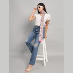 Lightweight And Soft Cotton Scarf Pink Floral Print - Image 6