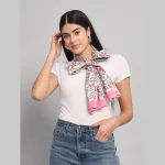 Lightweight And Soft Cotton Scarf Pink Floral Print - Image 4