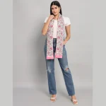 Lightweight And Soft Cotton Scarf Pink Floral Print - Image 3