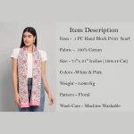 Lightweight And Soft Cotton Scarf Pink Floral Print - Image 7