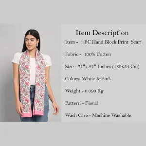 Lightweight And Soft Cotton Scarf Pink Floral Print - Image 7