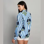 Long Puff Sleeve Casual Shirt Blue Floral Printed - Image 8