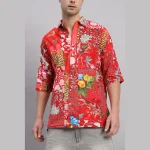 Luxury Red Patchwork Oversized Cotton T Shirt For Men's - Image 4