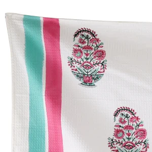 Luxury Soft Cotton Bathroom Towel Hand Block Floral Print - Image 4