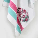 Luxury Soft Cotton Bathroom Towel Hand Block Floral Print - Image 6