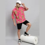 Men Stripes Tiger Oversized Shirt with Patch Pocket