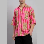 Men Stripes Tiger Oversized Shirt with Patch Pocket - Image 8