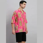 Men Stripes Tiger Oversized Shirt with Patch Pocket - Image 3