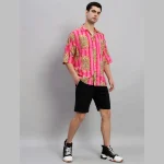 Men Stripes Tiger Oversized Shirt with Patch Pocket - Image 5