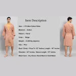 Men's Beige Floral Print Cotton Bathrobe - Image 7