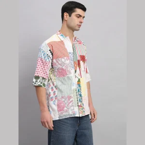Men's Hawaiian Patchwork Shirts Short Sleeve - Image 5
