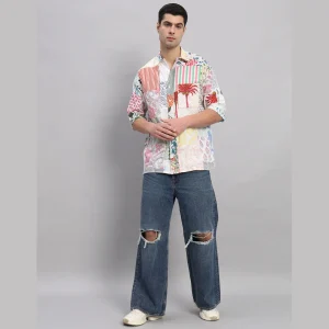 Men's Hawaiian Patchwork Shirts Short Sleeve - Image 3