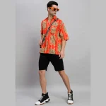 Men's Tiger Stripes Print Oversized Shirt