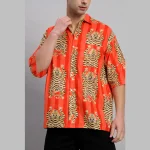 Men's Tiger Stripes Print Oversized Shirt - Image 8
