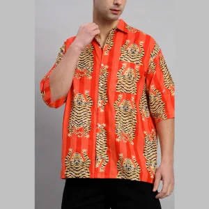 Men's Tiger Stripes Print Oversized Shirt - Image 8