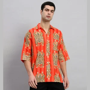 Men's Tiger Stripes Print Oversized Shirt - Image 5