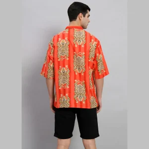 Men's Tiger Stripes Print Oversized Shirt - Image 9