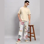 Men's White Patchwork Baggy Trousers