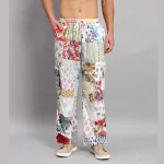 Men's White Patchwork Baggy Trousers - Image 6