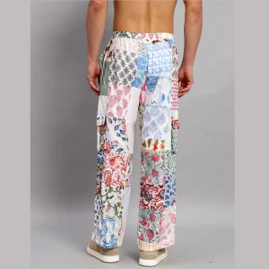 Men's White Patchwork Baggy Trousers - Image 7