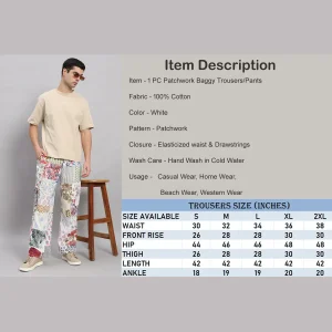 Men's White Patchwork Baggy Trousers - Image 8