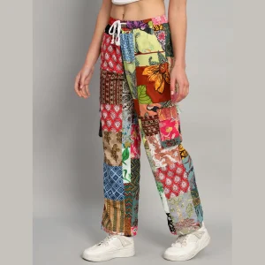 Multi Color Patchwork Baggy Trousers For Women - Image 4