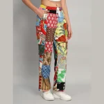 Multi Color Patchwork Baggy Trousers For Women - Image 5