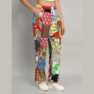 Multi Color Patchwork Baggy Trousers For Women - Image 5