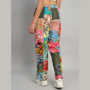 Multi Color Patchwork Baggy Trousers For Women - Image 7