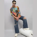 Multi Patchwork Oversized Shirts for Men's