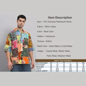 Multi Patchwork Oversized Shirts for Men's - Image 8