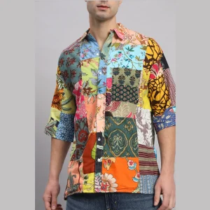 Multi Patchwork Oversized Shirts for Men's - Image 4
