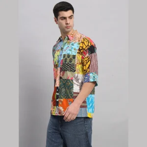 Multi Patchwork Oversized Shirts for Men's - Image 6