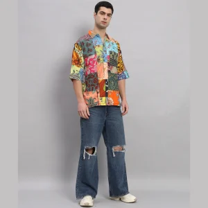 Multi Patchwork Oversized Shirts for Men's - Image 3