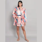 Multi Tie Dye Print Nightwear Kimono Bath Robe - Image 3