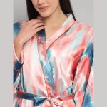 Multi Tie Dye Print Nightwear Kimono Bath Robe - Image 6
