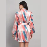 Multi Tie Dye Print Nightwear Kimono Bath Robe - Image 7
