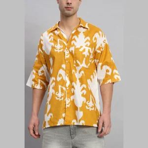 New Mustard Floral Print Cotton Shirts - Image 9