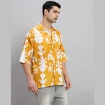 New Mustard Floral Print Cotton Shirts - Image 3
