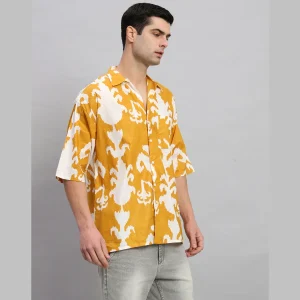 New Mustard Floral Print Cotton Shirts - Image 3