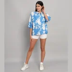 Oversized Casual Shirt Turquoise Ikat Printed - Image 4