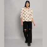 Panther Printed Short Sleeve White Oversized Shirts - Image 5