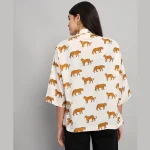 Panther Printed Short Sleeve White Oversized Shirts - Image 10