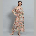 Peach Color Kaftan Women Nightwear Gown Dress - Image 2