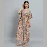 Peach Color Kaftan Women Nightwear Gown Dress - Image 3