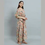 Peach Color Kaftan Women Nightwear Gown Dress - Image 4