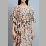 Peach Color Kaftan Women Nightwear Gown Dress - Image 5